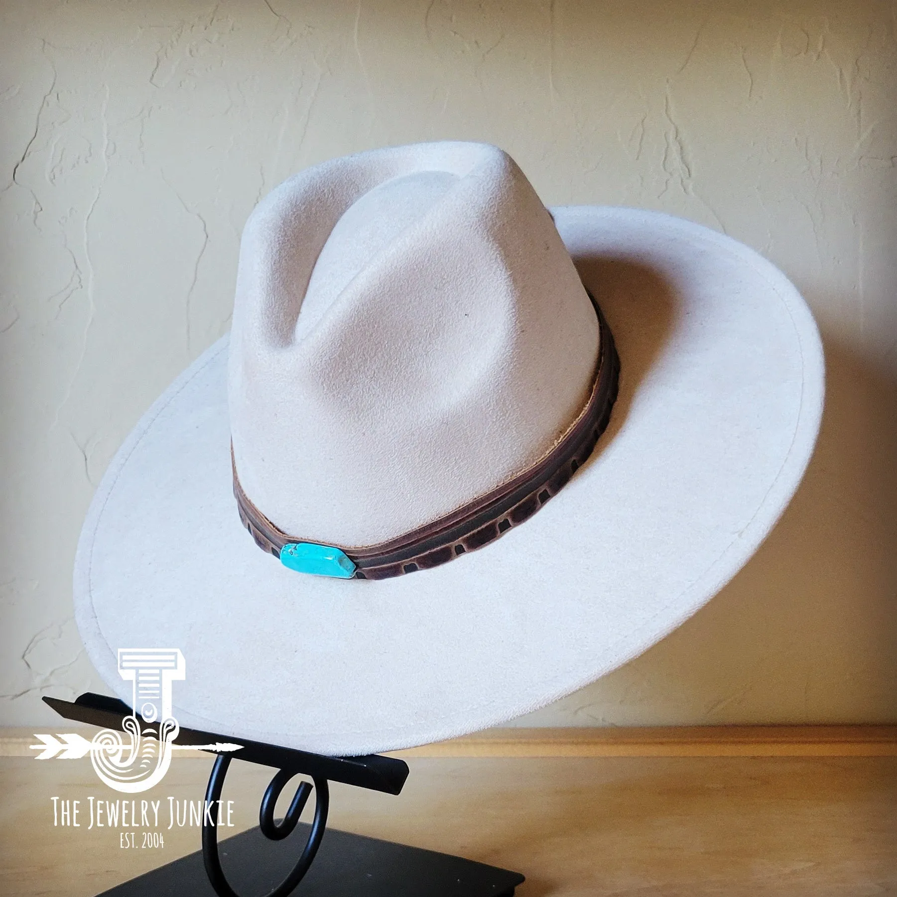 Red Brown Navajo Turq Slab Leather Hat Band   Choice of Hat 986h