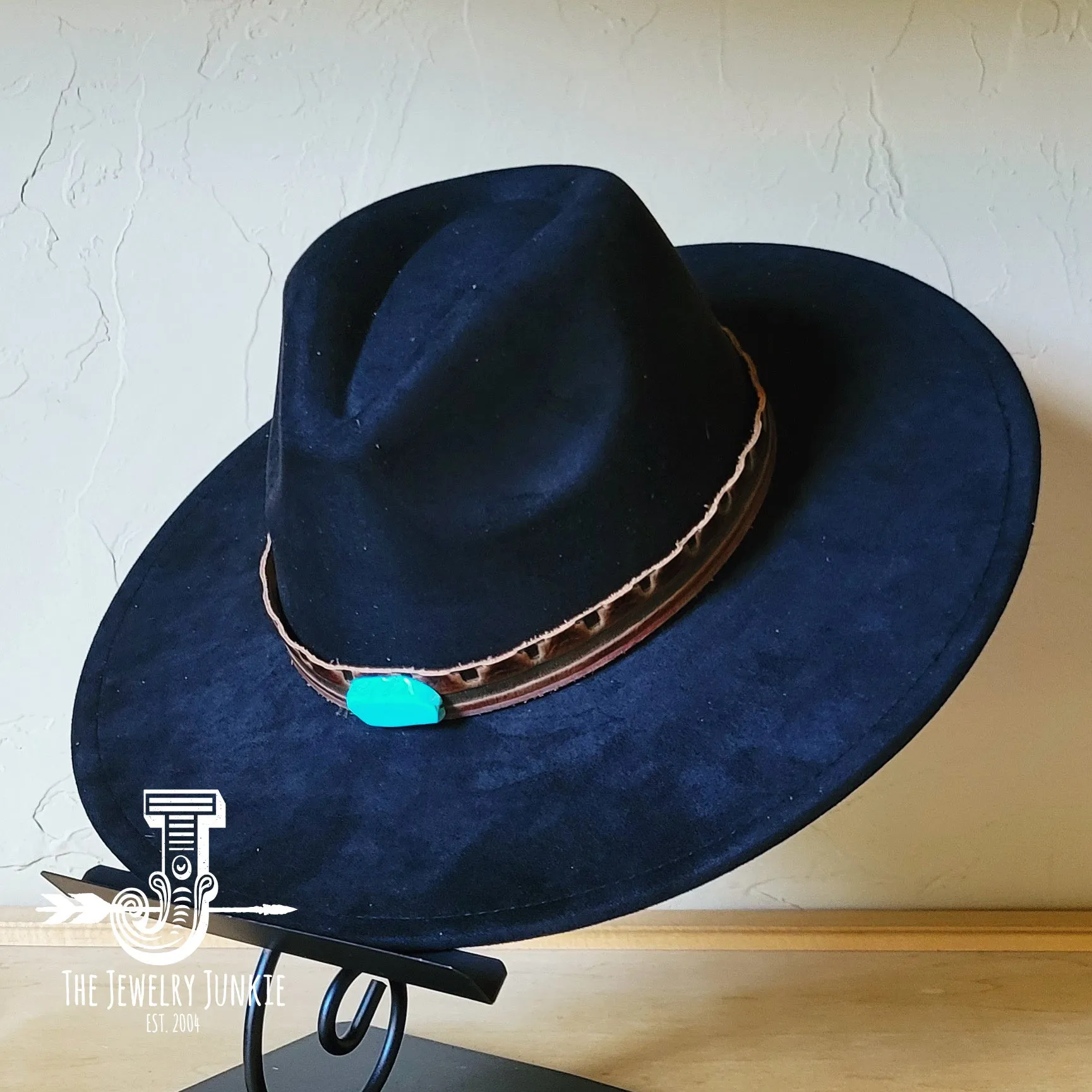 Red Brown Navajo Turq Slab Leather Hat Band   Choice of Hat 986h