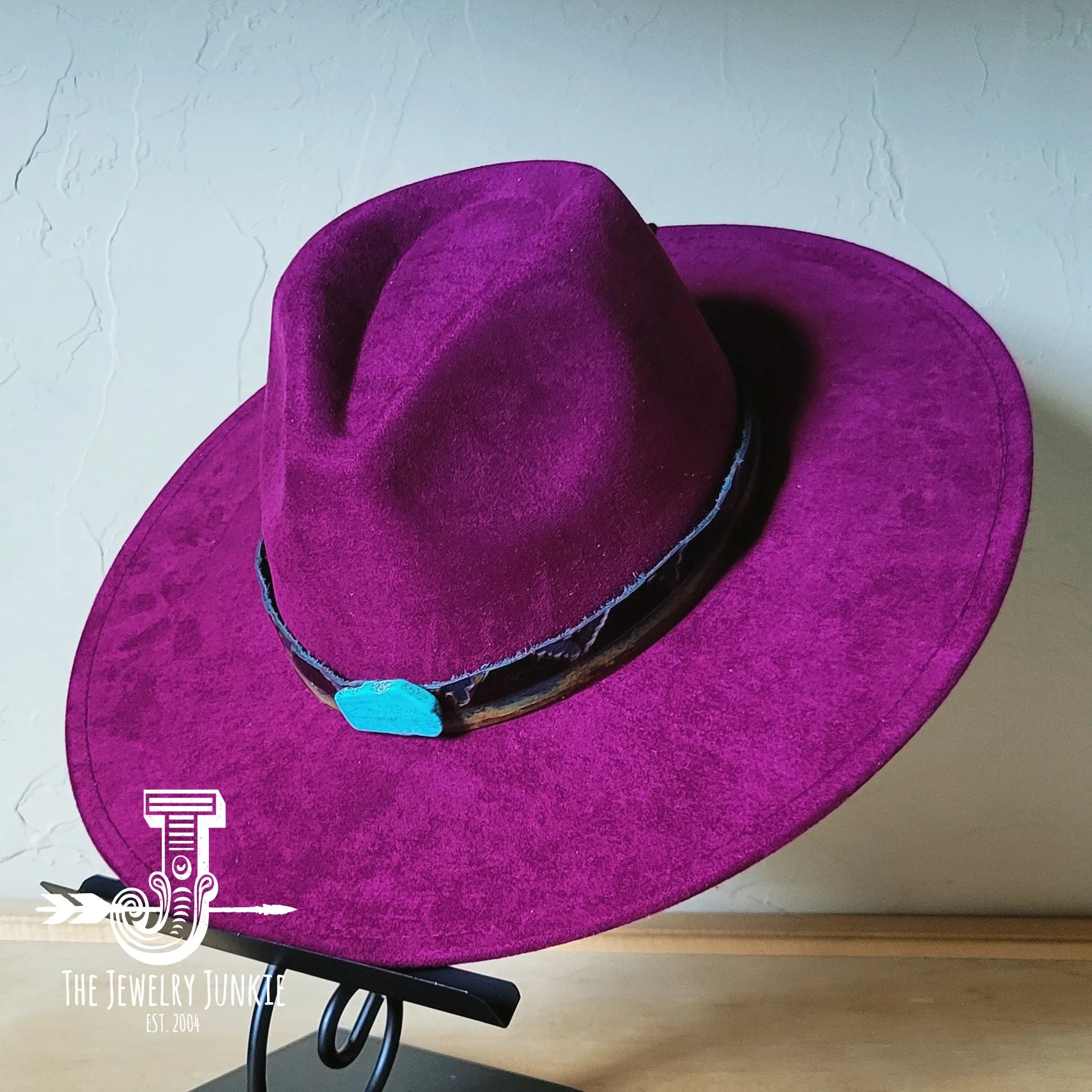 Red Brown Navajo Turq Slab Leather Hat Band   Choice of Hat 986h