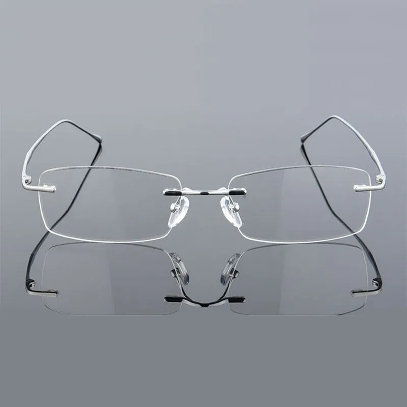 Reven Jate Men's Rimless Rectangle Titanium Eyeglasses 632
