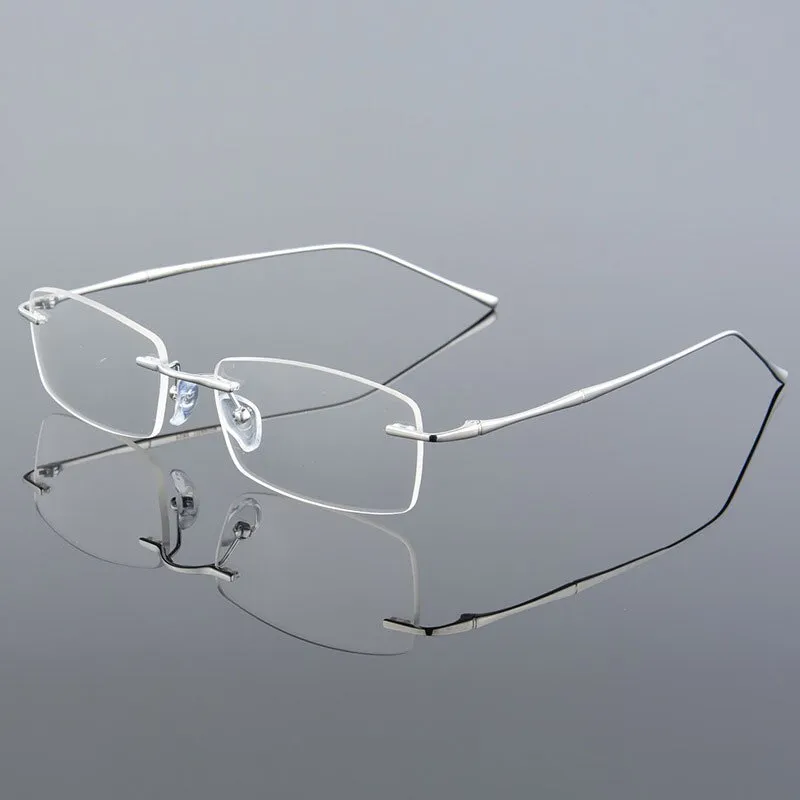 Reven Jate Men's Rimless Rectangle Titanium Eyeglasses 632