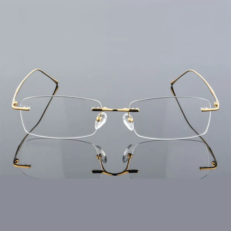 Reven Jate Men's Rimless Rectangle Titanium Eyeglasses 632