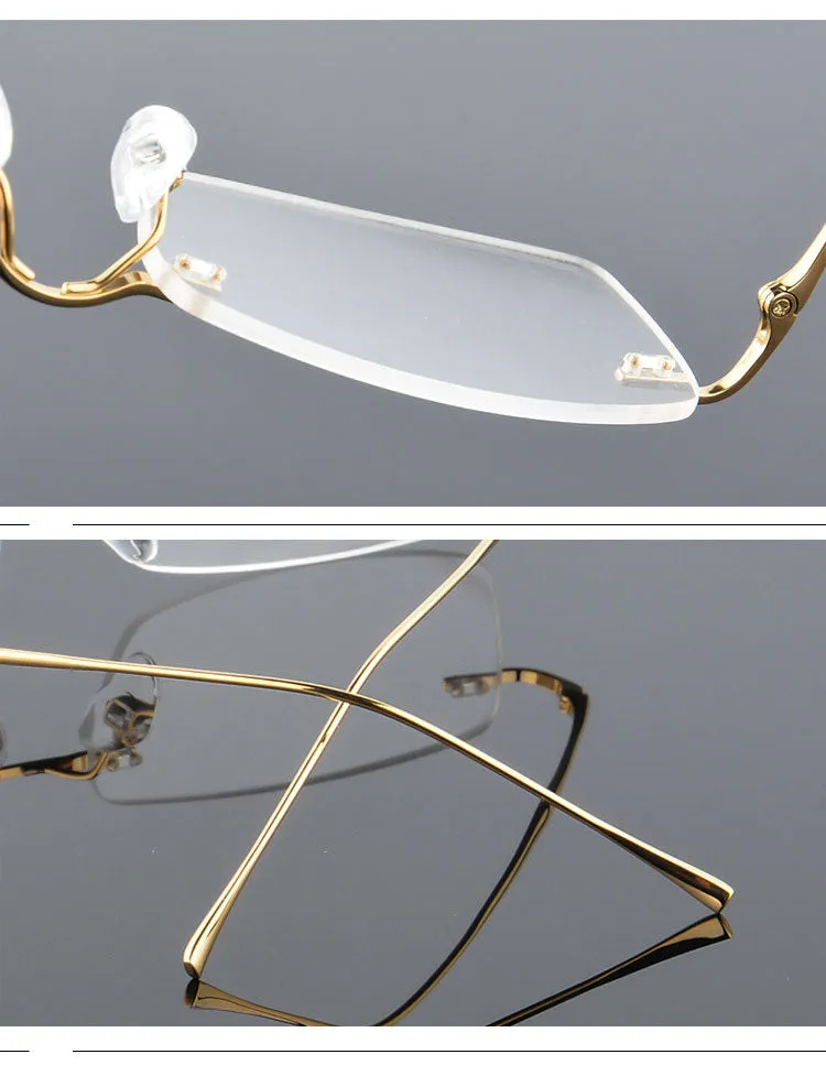 Reven Jate Men's Rimless Rectangle Titanium Eyeglasses 632