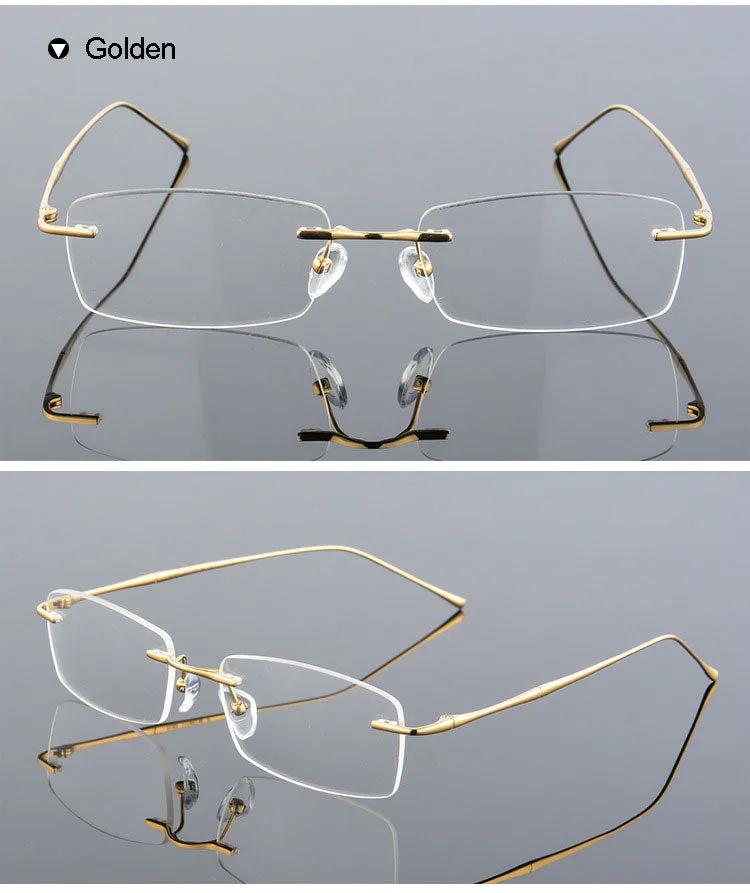 Reven Jate Men's Rimless Rectangle Titanium Eyeglasses 632