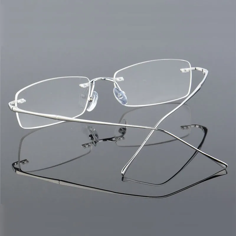 Reven Jate Men's Rimless Rectangle Titanium Eyeglasses 632