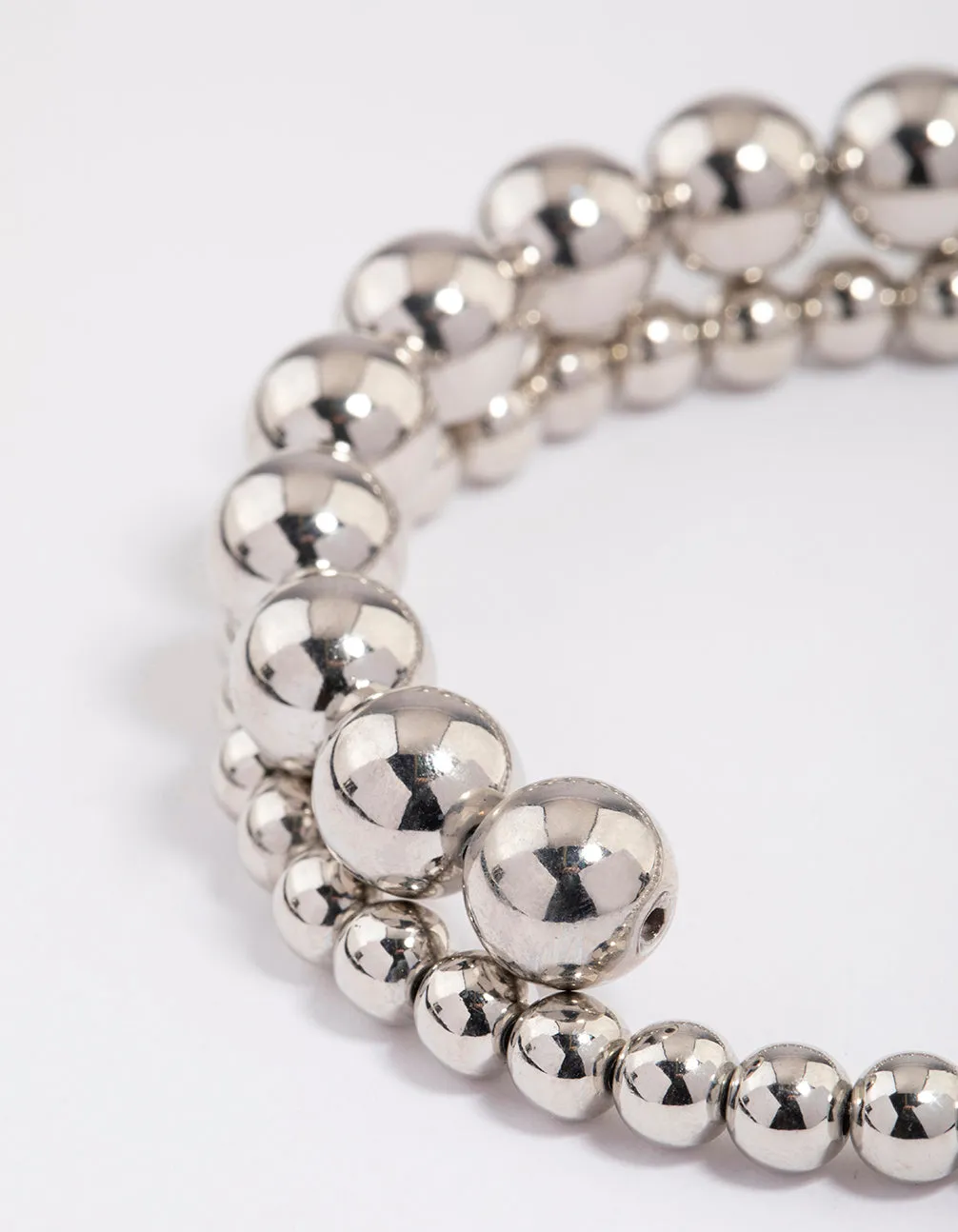 Rhodium Chunky Beaded Bracelet