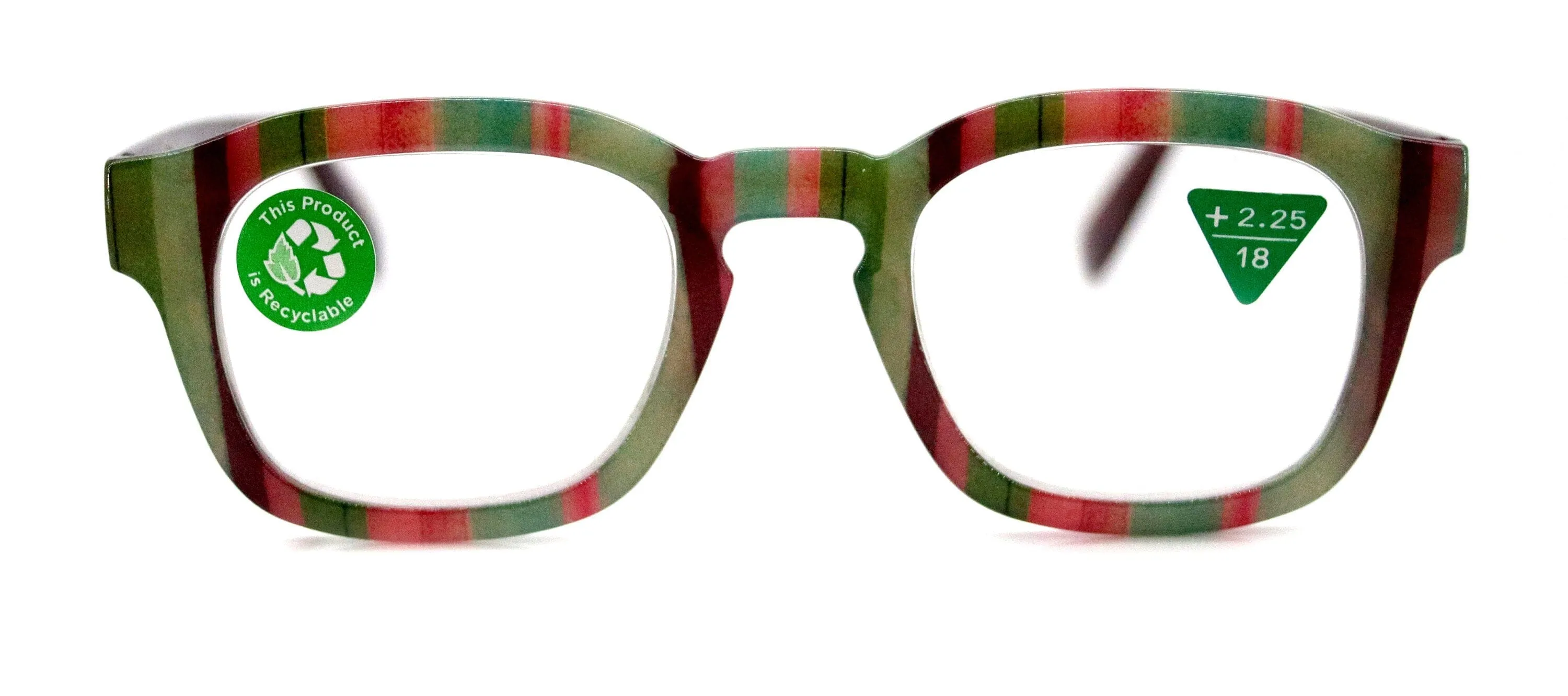 Rivera, (Premium) Reading Glasses, High End Readers  1.25 to  3 Magnifying Eyeglass, Candy (Burgundy, Green n Pink) Square, NY Fifth Avenue.