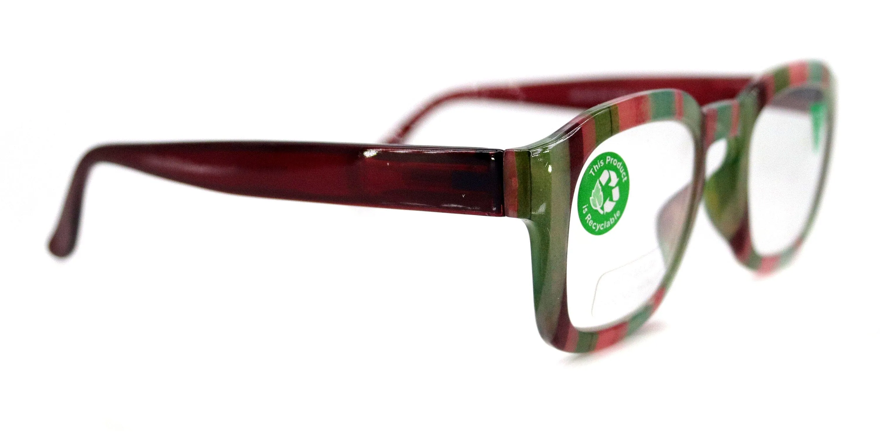 Rivera, (Premium) Reading Glasses, High End Readers  1.25 to  3 Magnifying Eyeglass, Candy (Burgundy, Green n Pink) Square, NY Fifth Avenue.