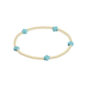 Signature Cross Small Gold Pattern 2mm Bead Bracelet
