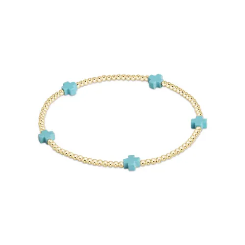 Signature Cross Small Gold Pattern 2mm Bead Bracelet