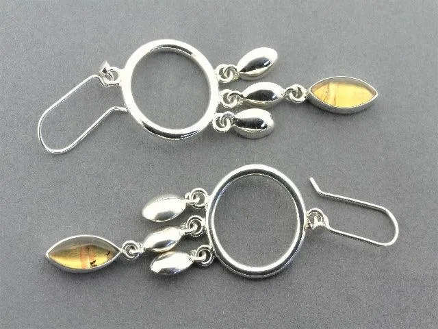 silver chandelier earrings with amber seeds