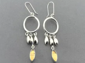 silver chandelier earrings with amber seeds