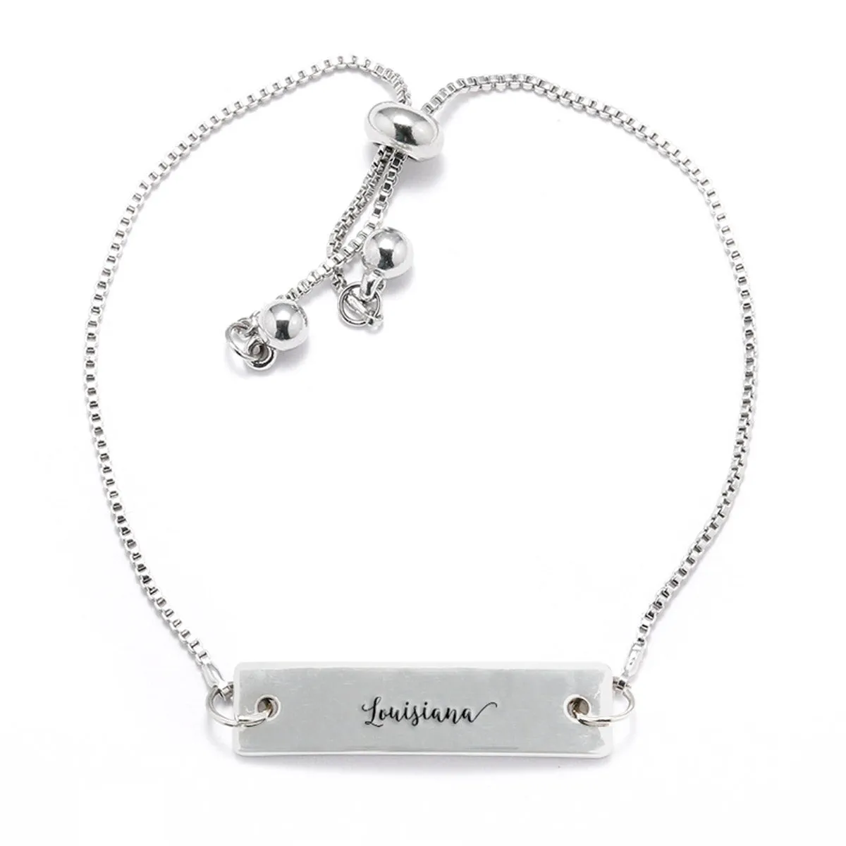 Silver Louisiana Adjustable Bar Bracelet