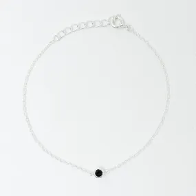 Silver Onyx Solitaire Bracelet
