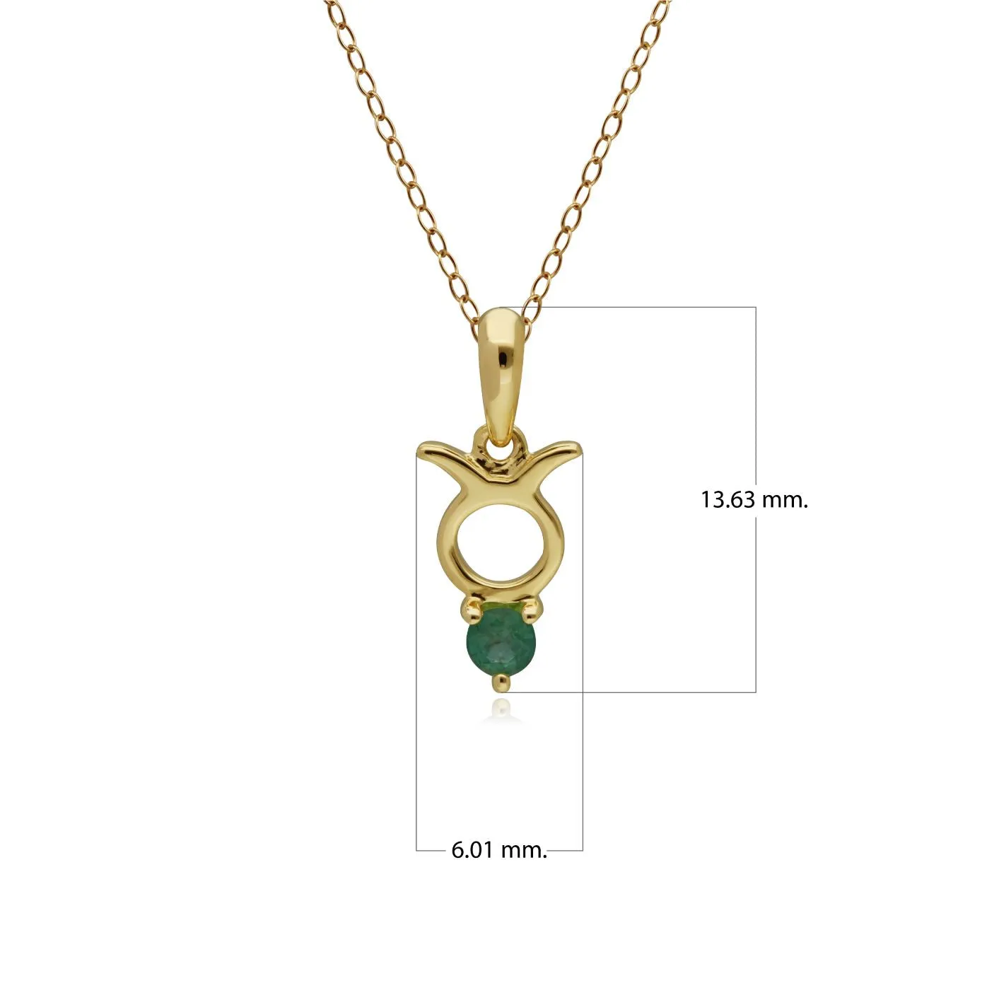 Smaragd Stier Sternzeichen Anhänger in 9ct Gelb Gold