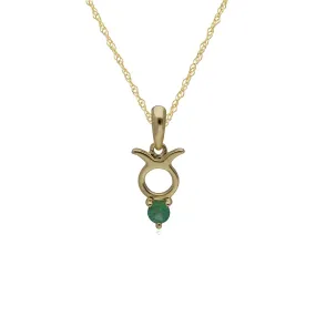 Smaragd Stier Sternzeichen Anhänger in 9ct Gelb Gold