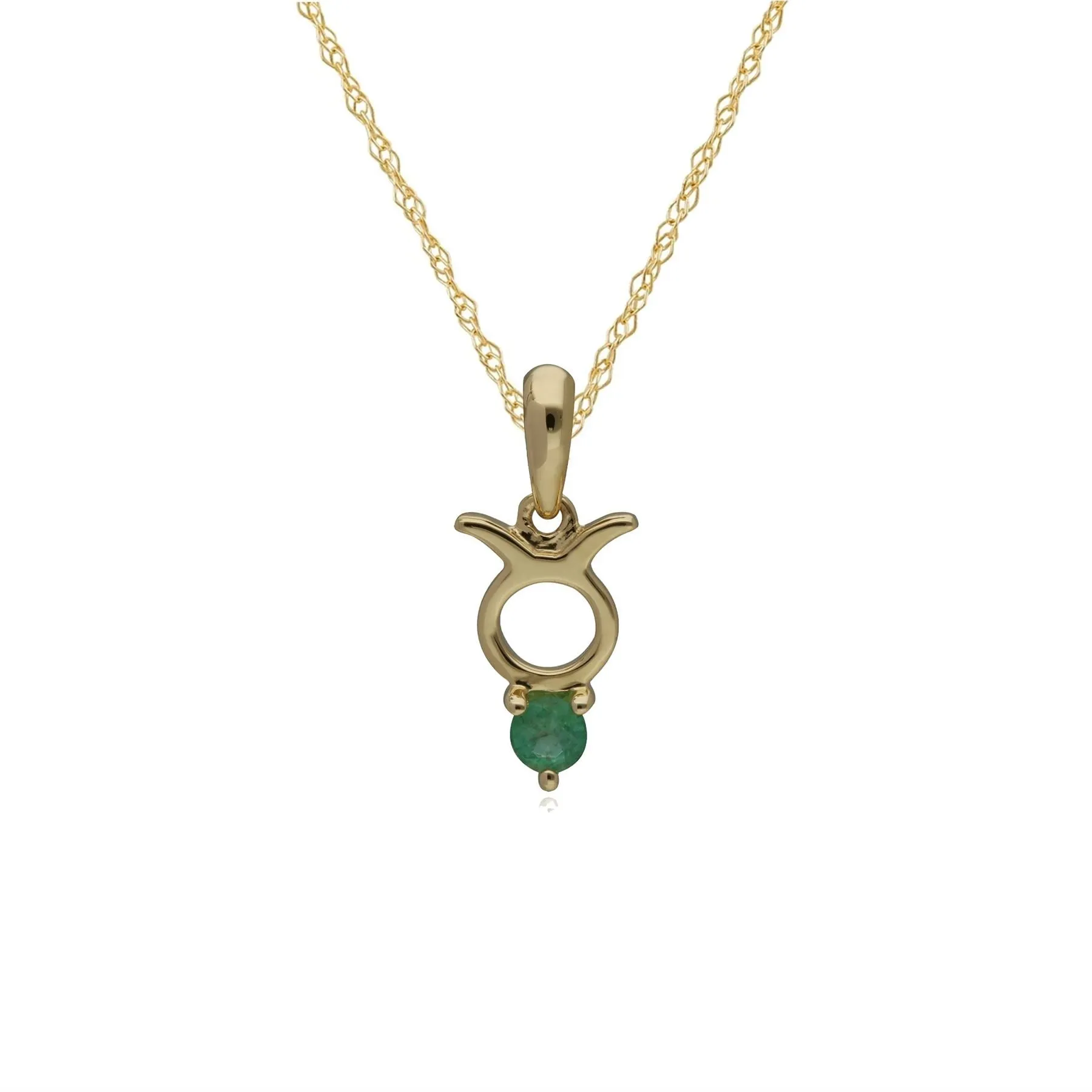 Smaragd Stier Sternzeichen Anhänger in 9ct Gelb Gold