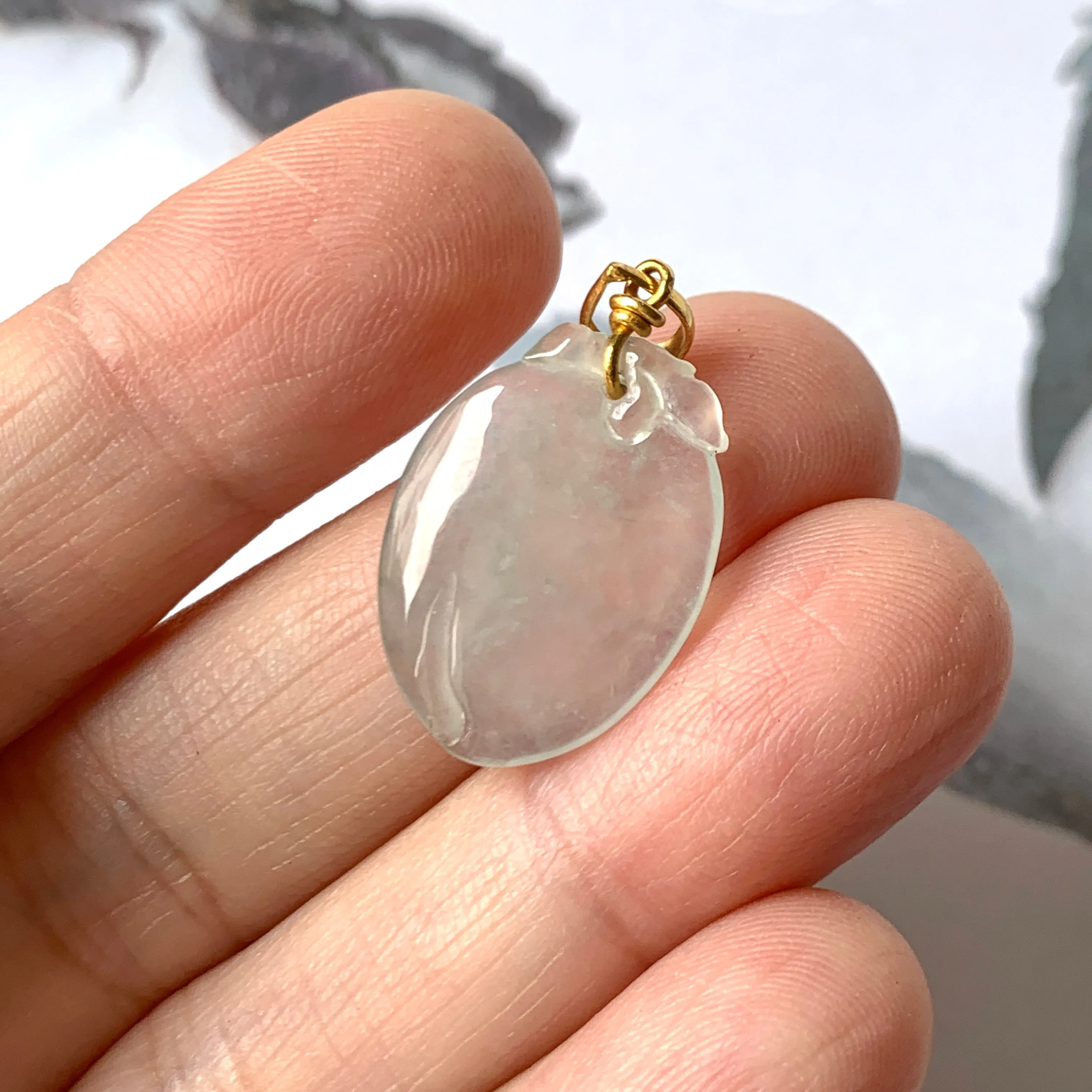 SOLD OUT: A-Grade Light Green Jadeite Peach Pendant No.600131