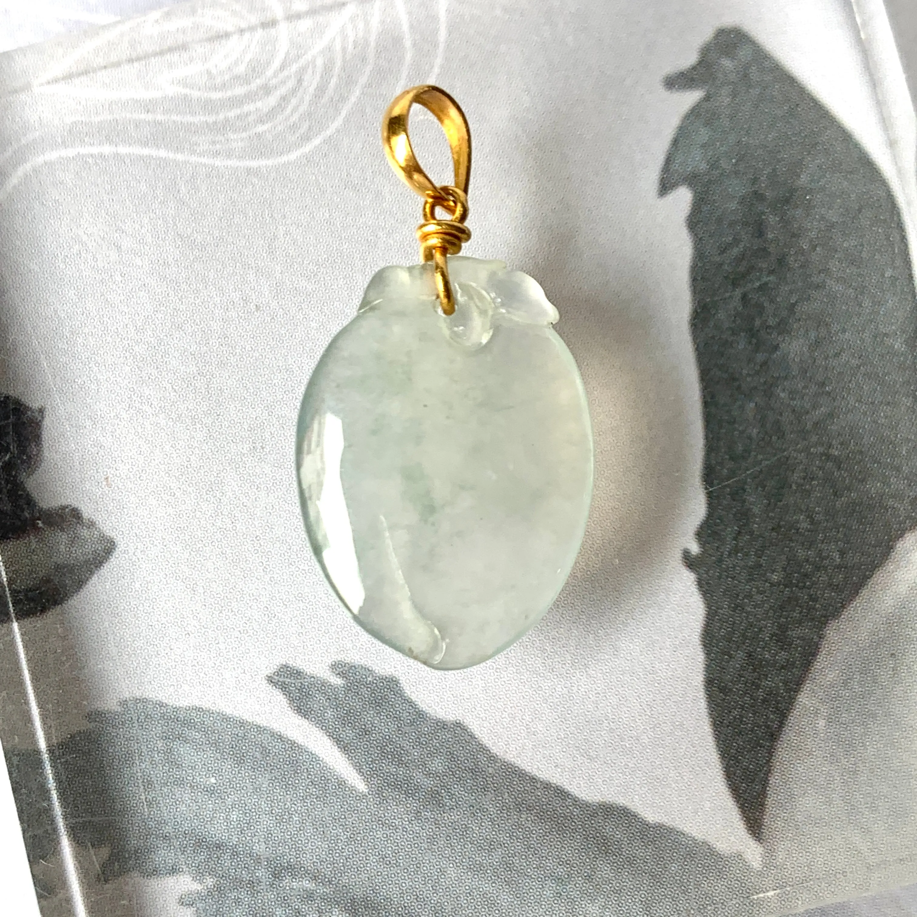 SOLD OUT: A-Grade Light Green Jadeite Peach Pendant No.600131
