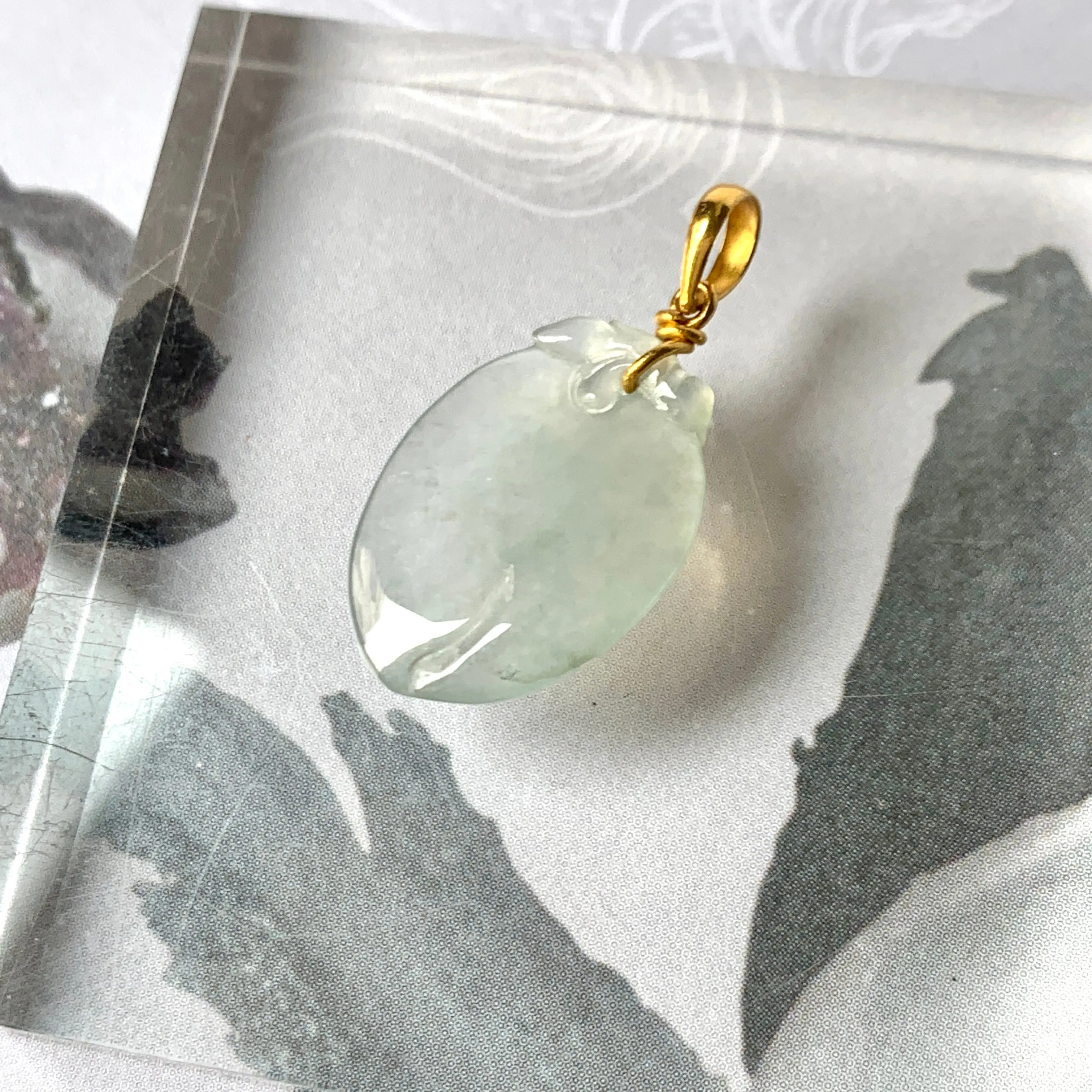 SOLD OUT: A-Grade Light Green Jadeite Peach Pendant No.600131