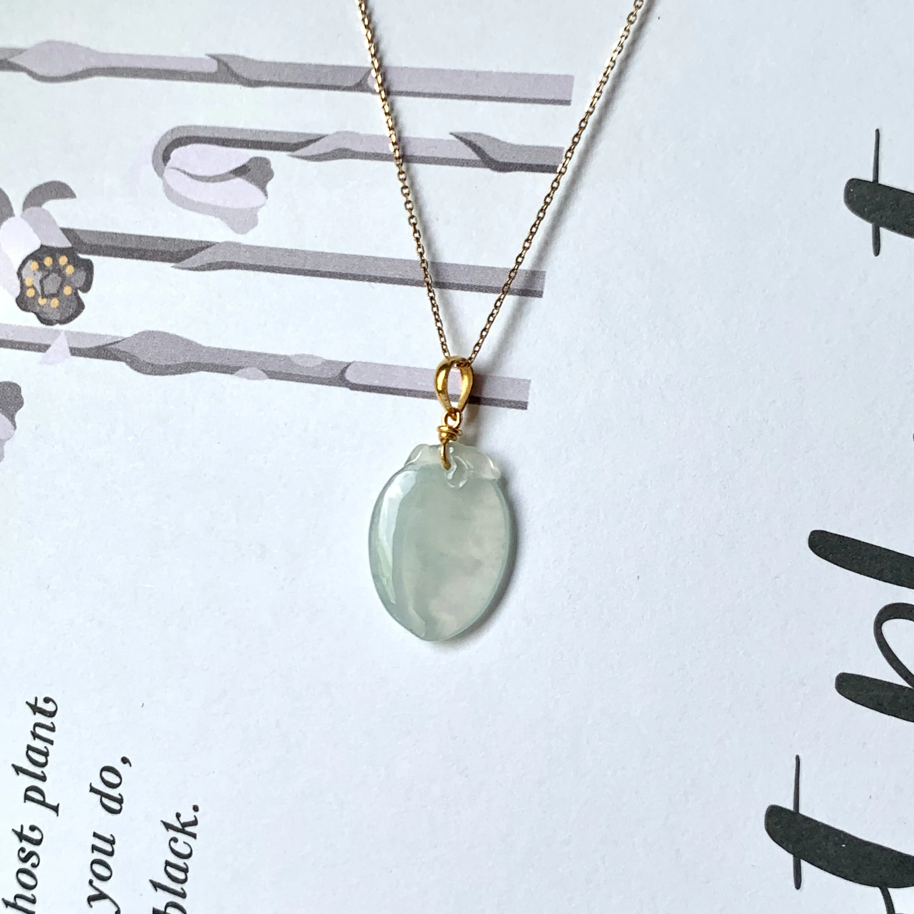 SOLD OUT: A-Grade Light Green Jadeite Peach Pendant No.600131