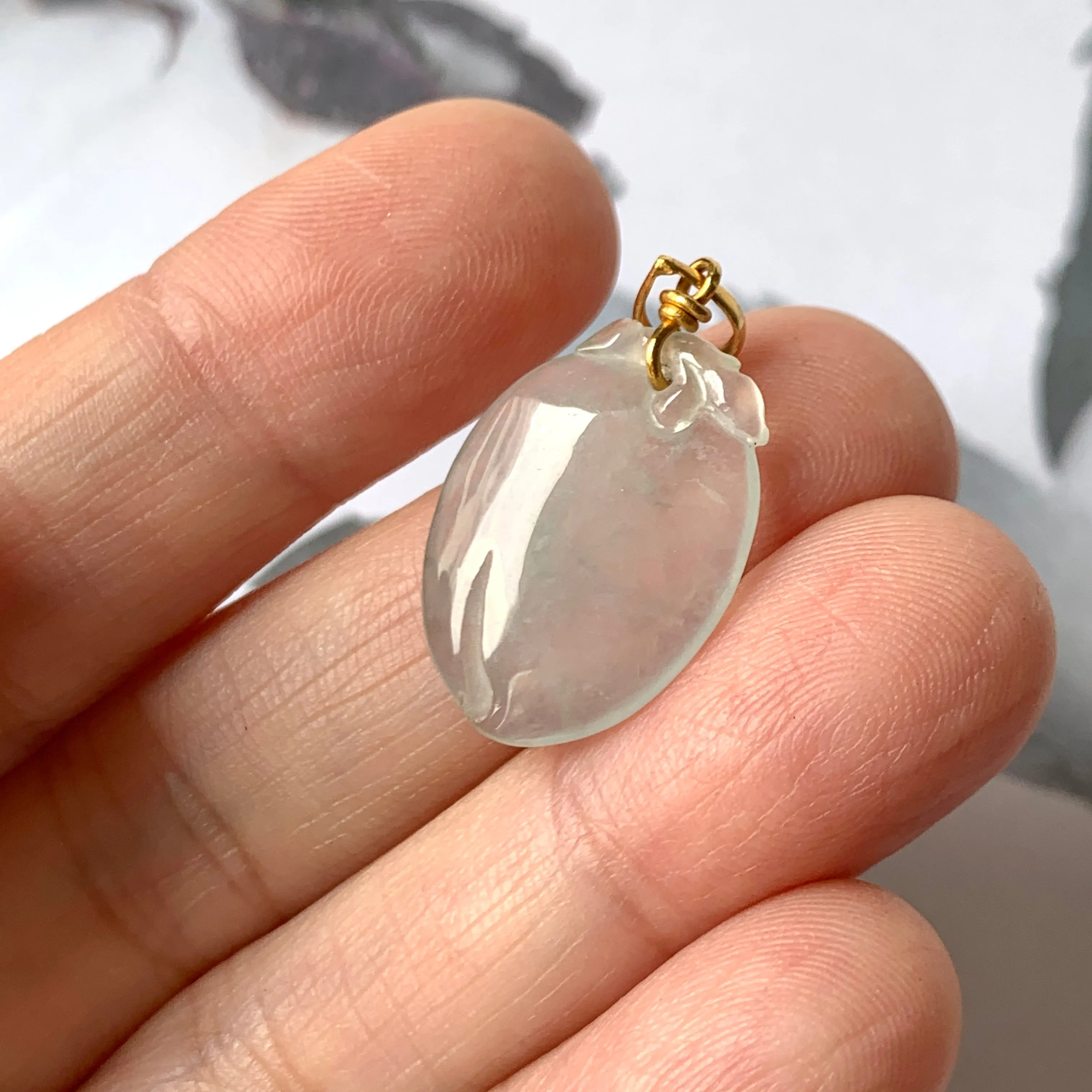 SOLD OUT: A-Grade Light Green Jadeite Peach Pendant No.600131