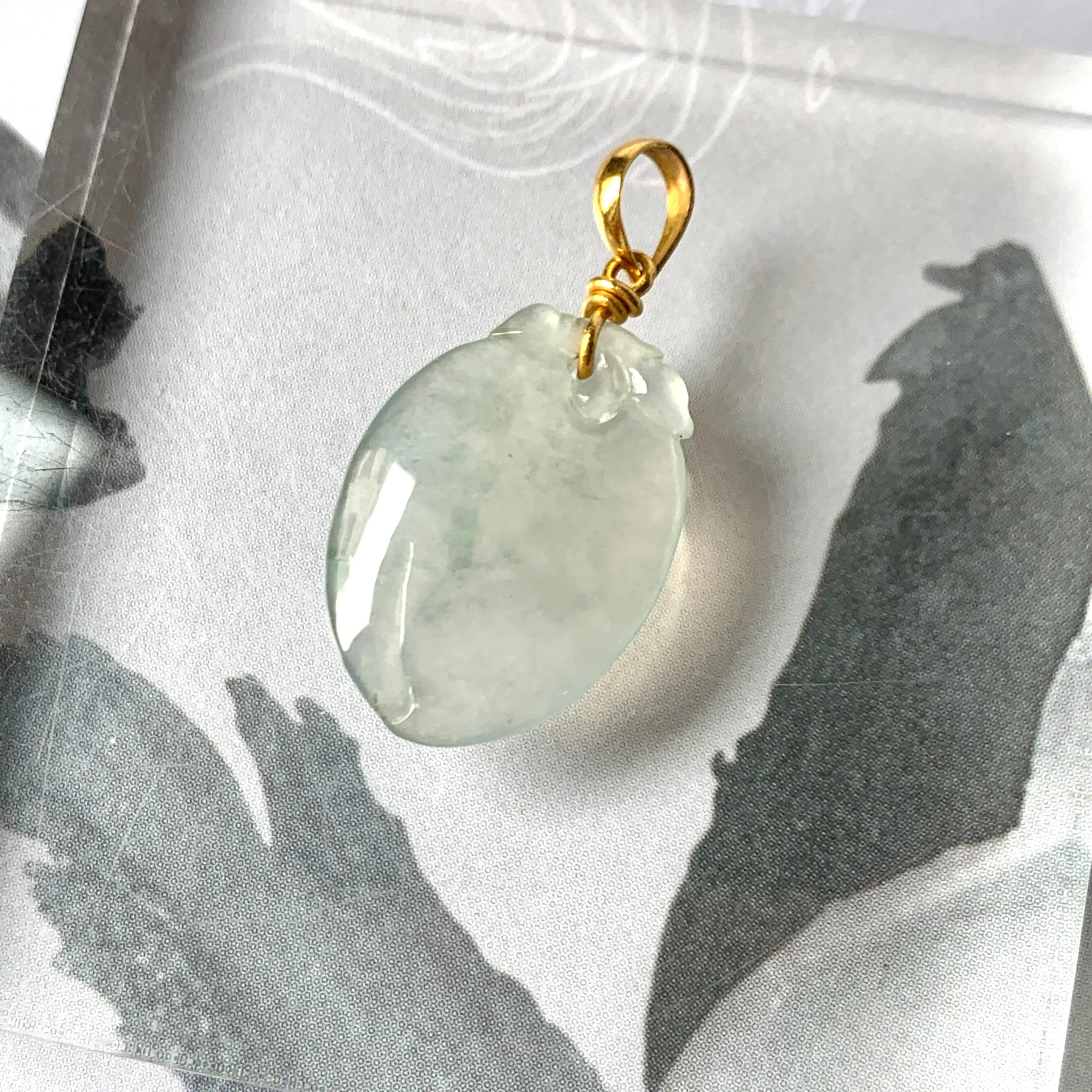 SOLD OUT: A-Grade Light Green Jadeite Peach Pendant No.600131