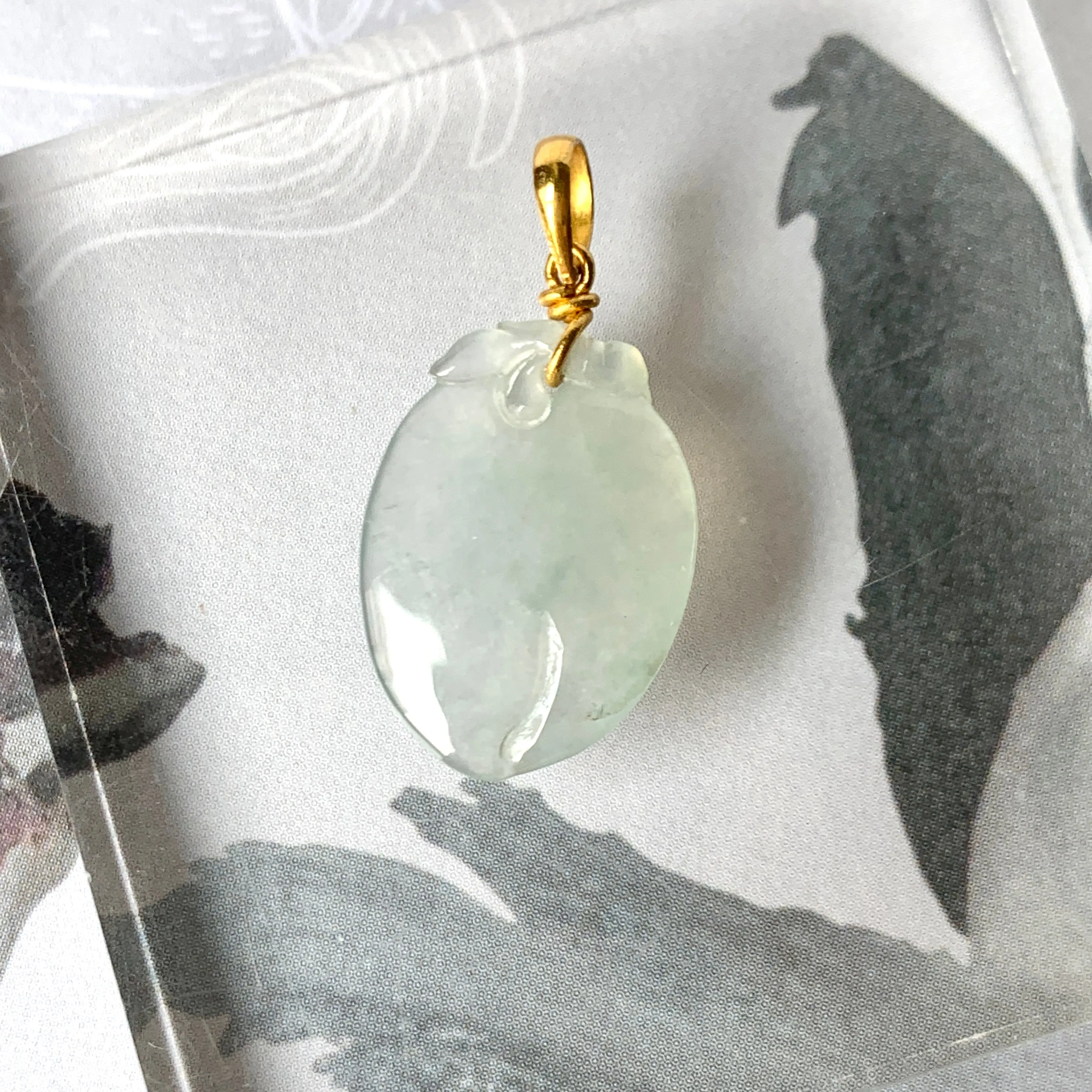 SOLD OUT: A-Grade Light Green Jadeite Peach Pendant No.600131