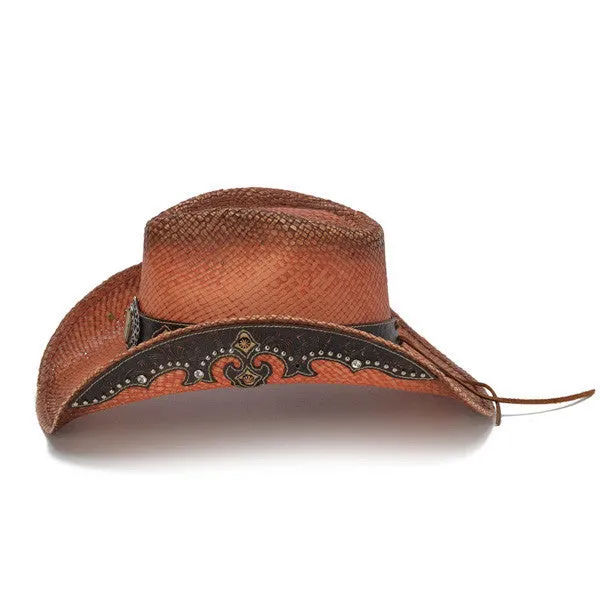 Stampede Hats -Orange Rhinestone Cowboy Hat