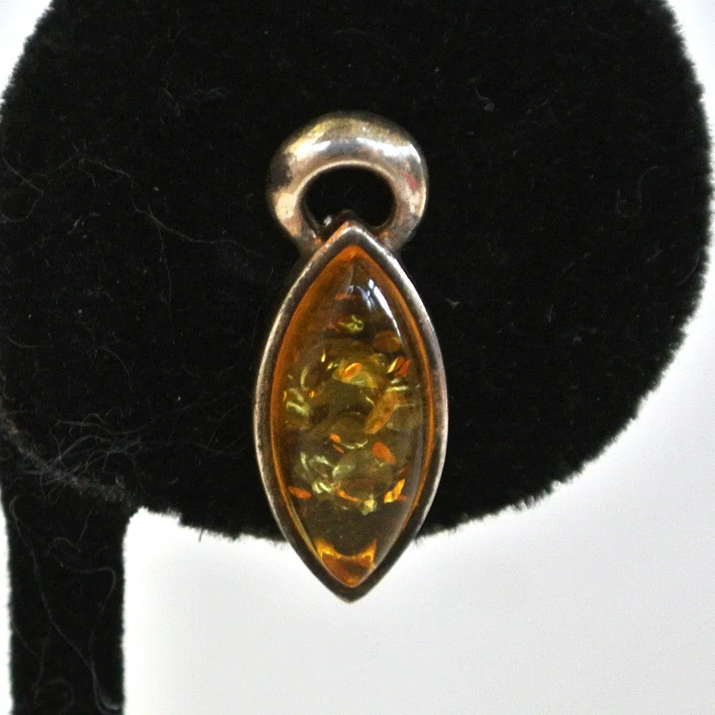Sterling Silver Amber Drop Pierced Earrings