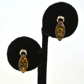 Sterling Silver Amber Drop Pierced Earrings