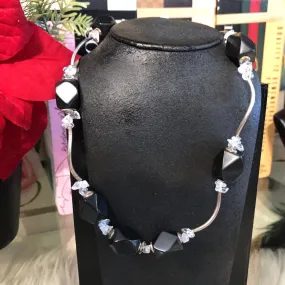 STERLING SILVER BLACK ONYX NECKLACE