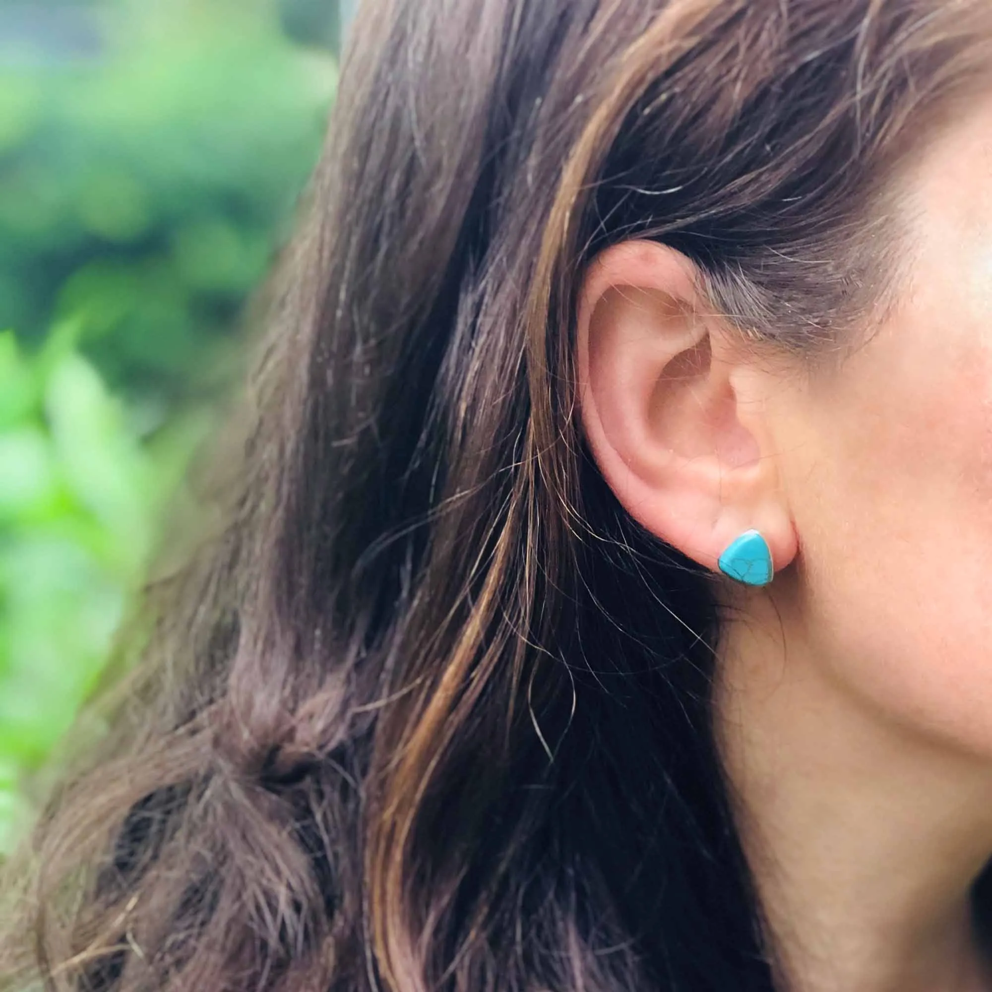 Sterling Silver Earrings Triangle with Turquoise
