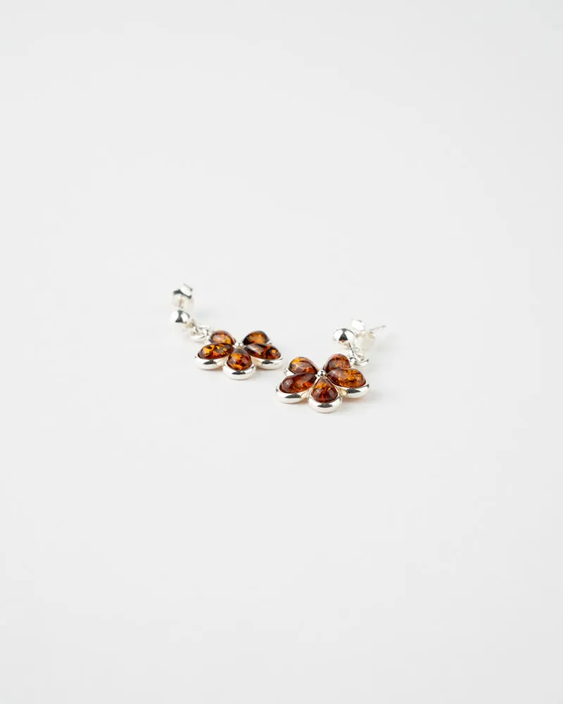 Subtle Flower Earrings - Elegant Baltic Amber & Sterling Silver Jewelry