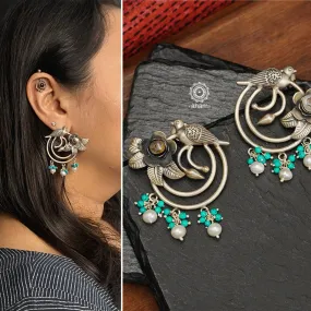 Summer Love Bird Nest Silver Earrings