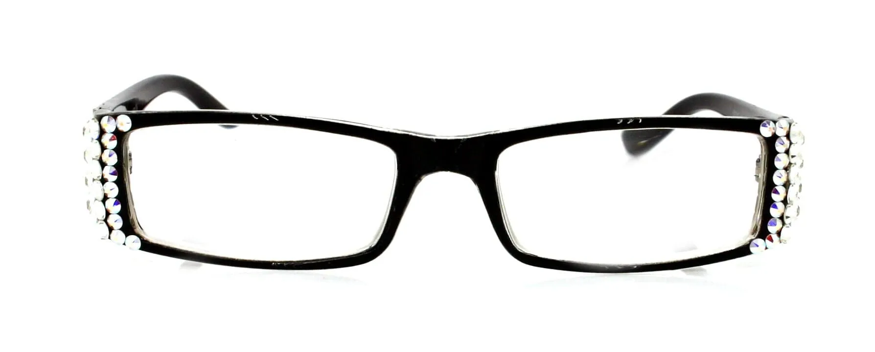 The French, (Bling) (Fleur De Lis) Women Reading Glasses W (Clear, AB Aurora Borealis) Genuine European Crystals  (Black)  NY Fifth Avenue