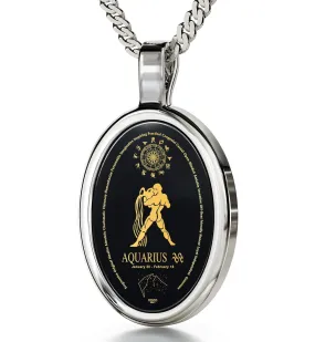 The World of Aquarius, 14k White Gold Necklace, Onyx