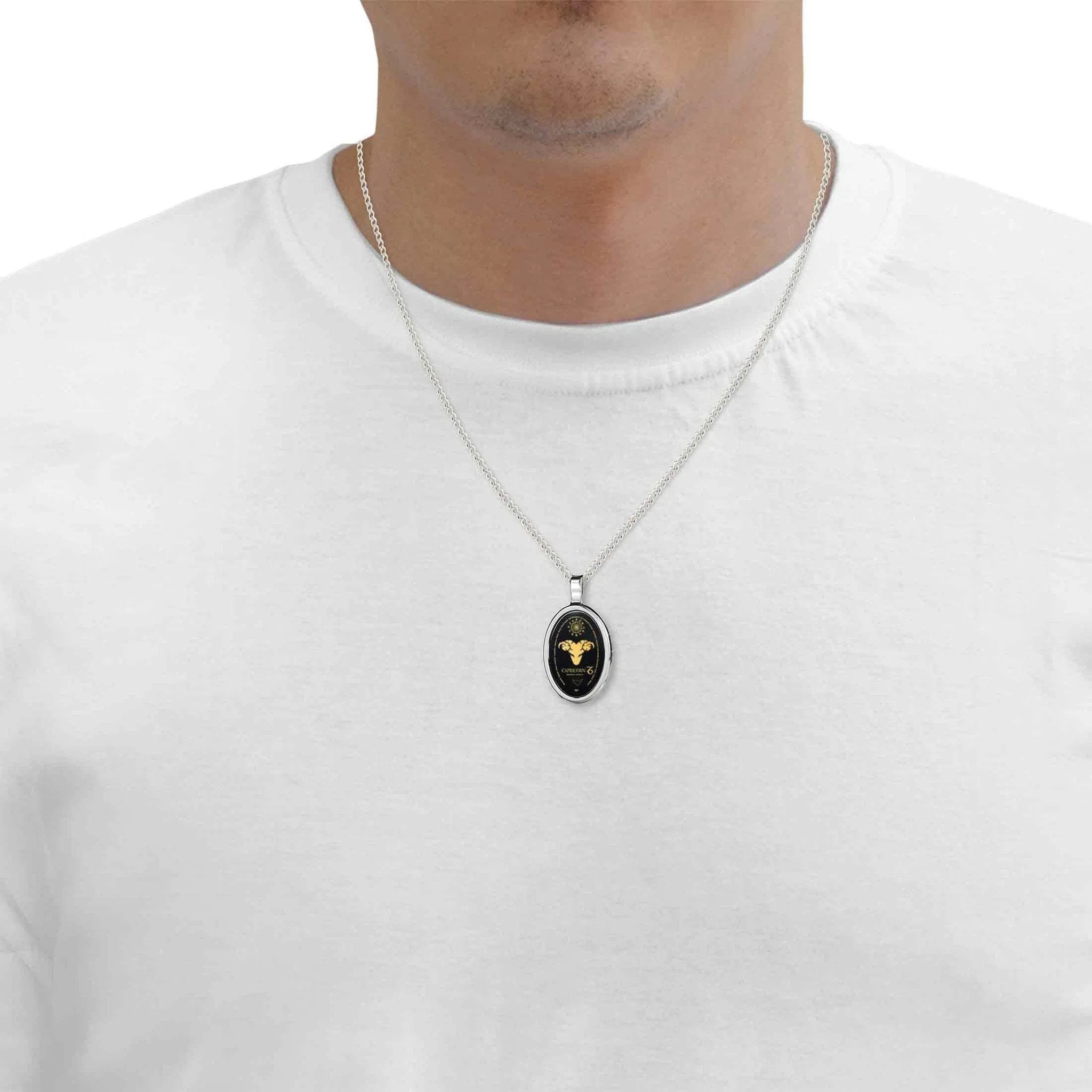 The World of Capricorn, 925 Sterling Silver Necklace, Onyx