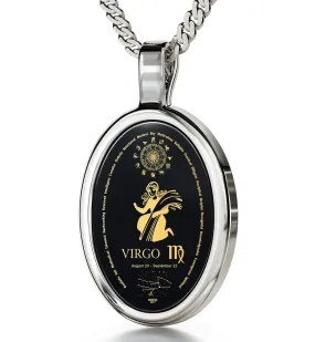 The World of Virgo, 925 Sterling Silver Necklace, Onyx