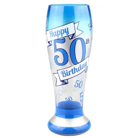 Top Shelf Hand Painted "50th Birthday" Tall Pilsner Glass (WS)