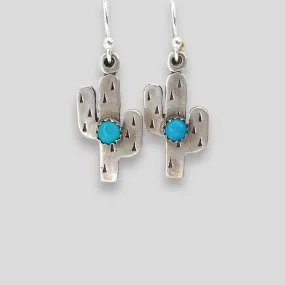 Turquoise and Sterling Silver Saguaro Earrings Thick