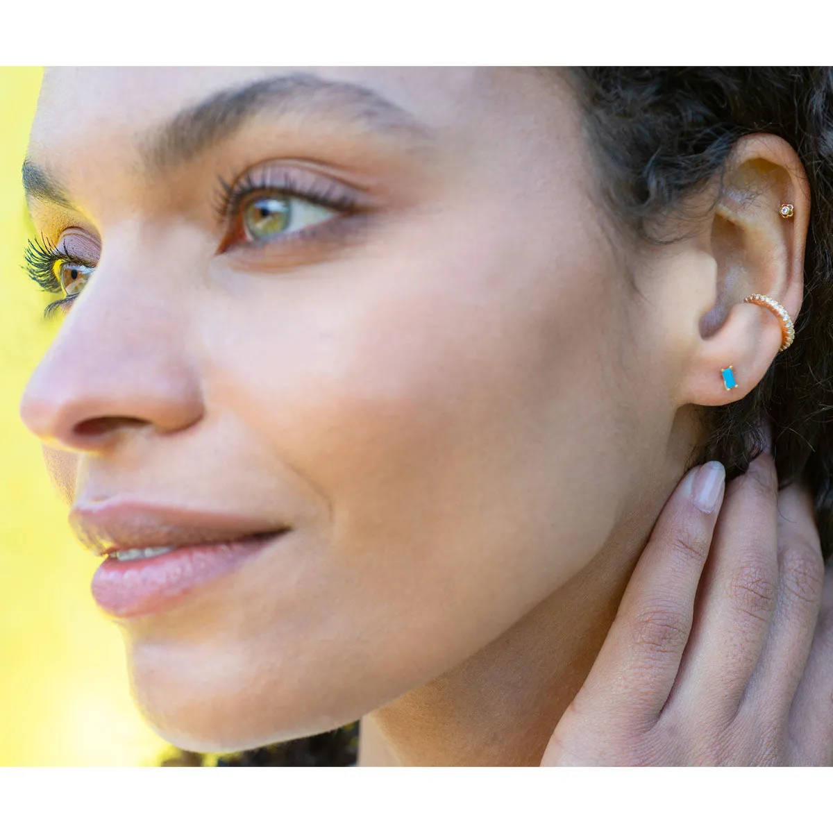 Turquoise Baguette Stud Earrings