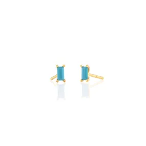 Turquoise Baguette Stud Earrings