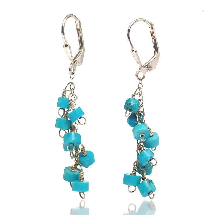 Turquoise Earrings with Sterling Silver Latch Back Ear Wires