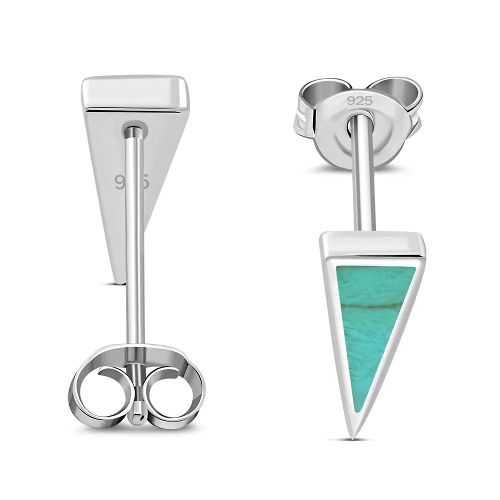 Turquoise Triangle Sterling Silver Stud Earrings