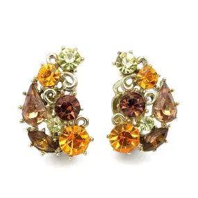 【USA輸入】ヴィンテージ リスナー ラインストーン イヤリング/Vintage LISNER Rhinestones Clip On Earrings