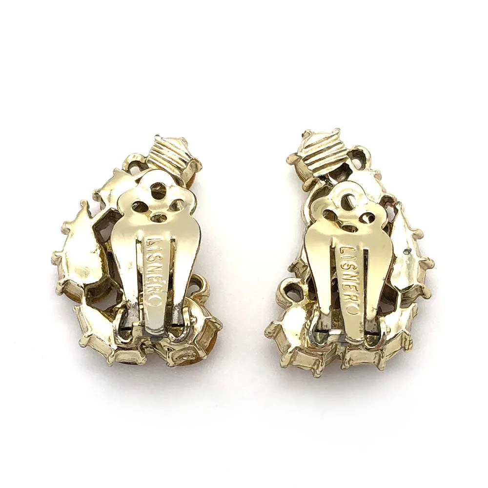 【USA輸入】ヴィンテージ リスナー ラインストーン イヤリング/Vintage LISNER Rhinestones Clip On Earrings