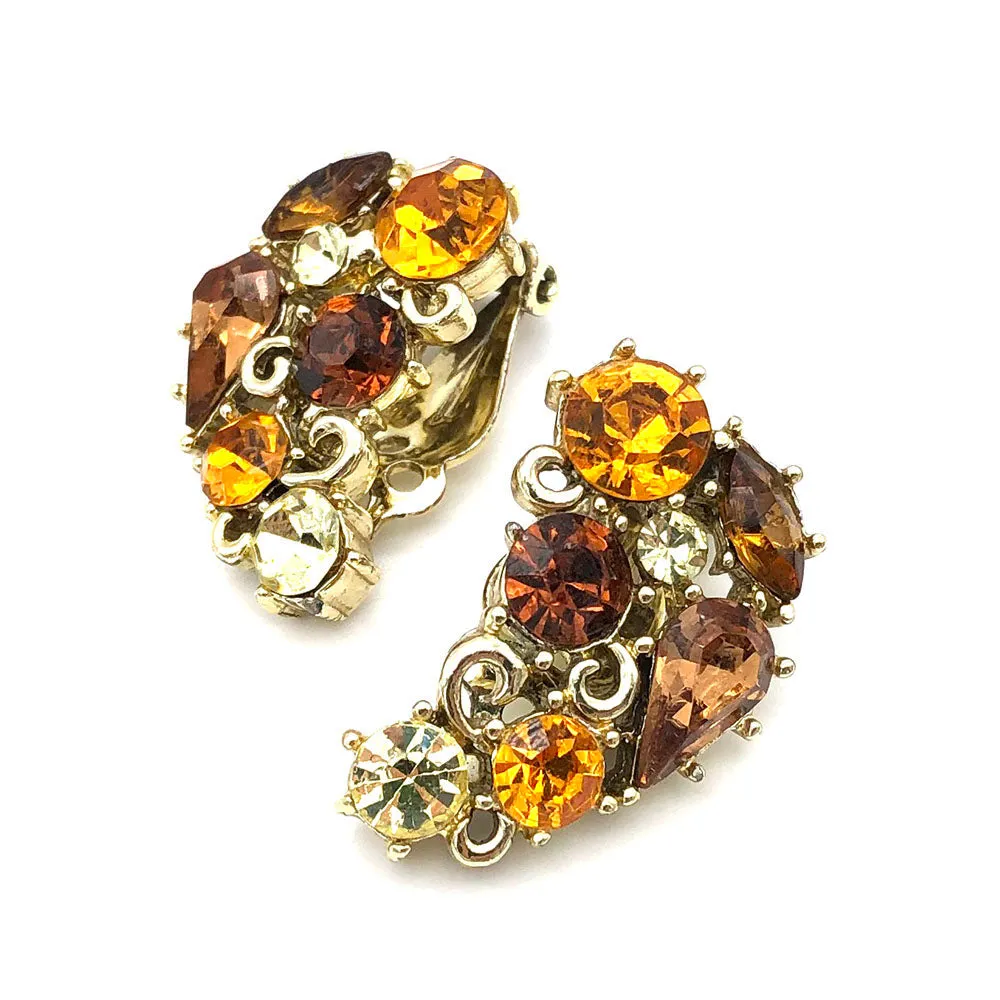 【USA輸入】ヴィンテージ リスナー ラインストーン イヤリング/Vintage LISNER Rhinestones Clip On Earrings