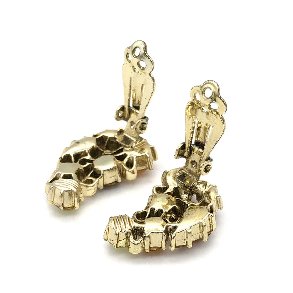 【USA輸入】ヴィンテージ リスナー ラインストーン イヤリング/Vintage LISNER Rhinestones Clip On Earrings