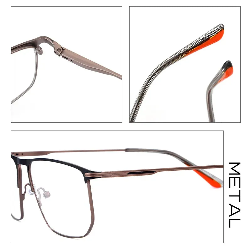 Vicky Men's Full Rim Tr 90 Stainless Steel Square Reading Glasses 2062